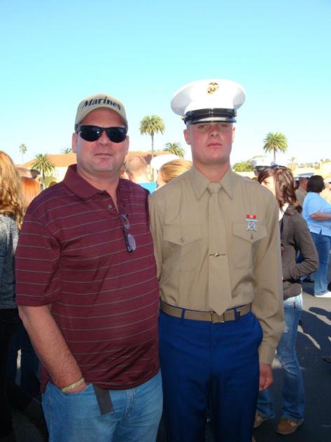 Retired and Wounded Marine Nick Avery with his Son Storm at Storm's Graduation